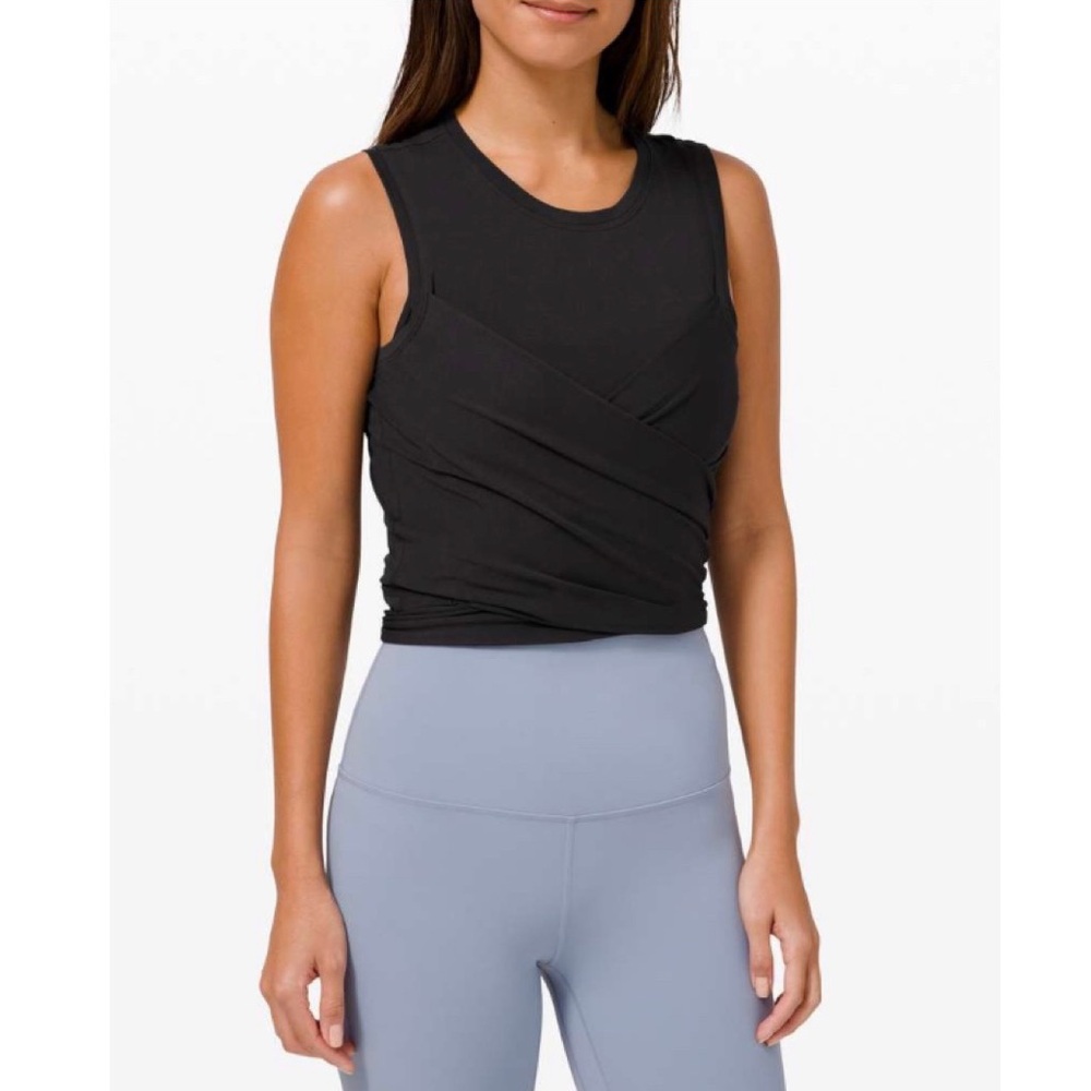 Lululemon 2021 Gather and Grow Tank Black Sleeveless Cropped Top Size 4, W1CXTS